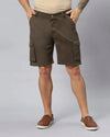 Solid Stretchable Shorts with 6 pockets-Brown