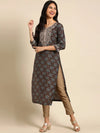 Women's Coffee Brown Solid Straight Kurta-AT-804-Coffeebrown