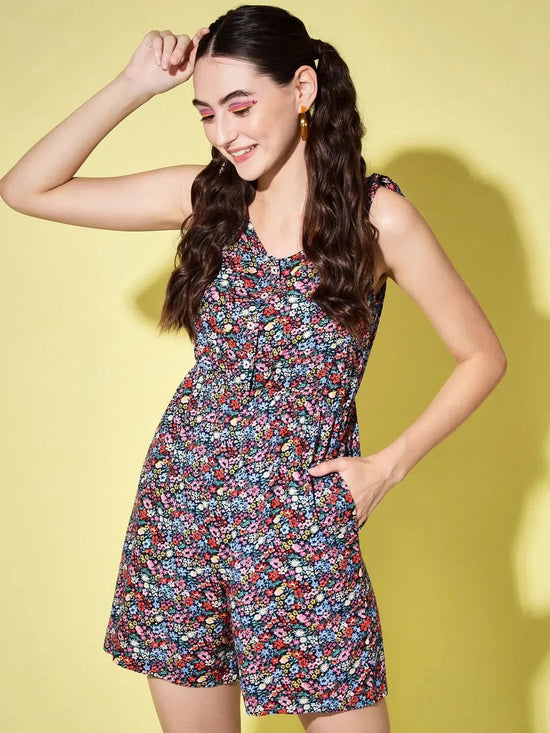 Multi Printed Tie-up Strap Playsuit