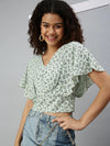 Women's Printed Green Top-AE-10180-Greennavyblue