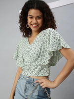 Women's Printed Green Top-AE-10180-Greennavyblue