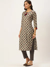 Women's Grey Printed Kurta Sets-FS-2198-Grey