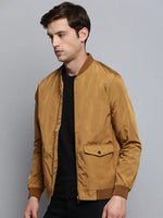 Men Brown Solid Casual Jacket-STCW-J-14-Camelbrown