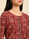 Women's Red Printed Kurta Set-SKC-3370A-Maroon