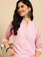 Women's Pink Embroidered Kurta Set-SKC-3334-Pink