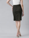 Women Olive Solid Pencil Skirt-AE-10609-Olive