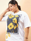 Women White Graphic Floral Print T-Shirt