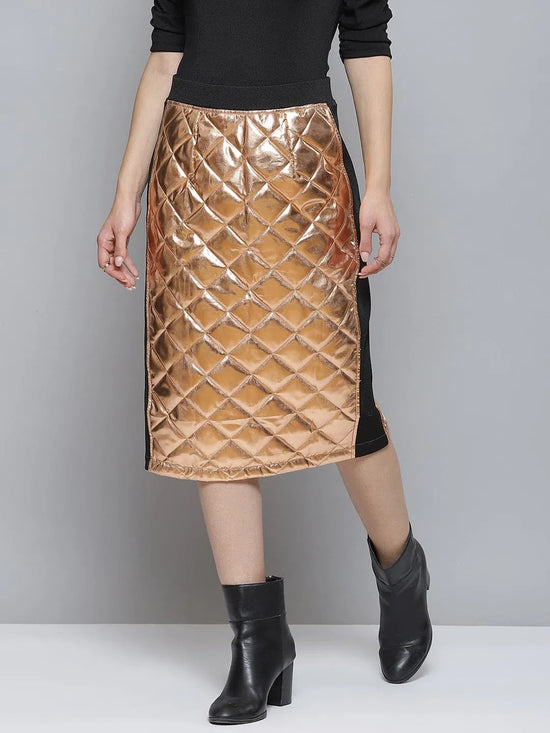 Copper Mettalic Pencil Skirt