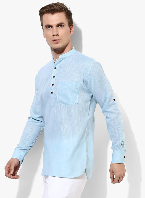 Hangup Men Slim Solid Men's Indian Wear-AquaKurta