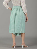 Women's Sea Green Striped Culottes-AE-10445-Seagreen