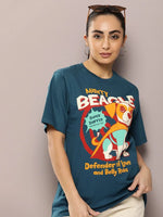 Dillinger Blue Graphic Oversized T-Shirt-WMNCR516PED-XS