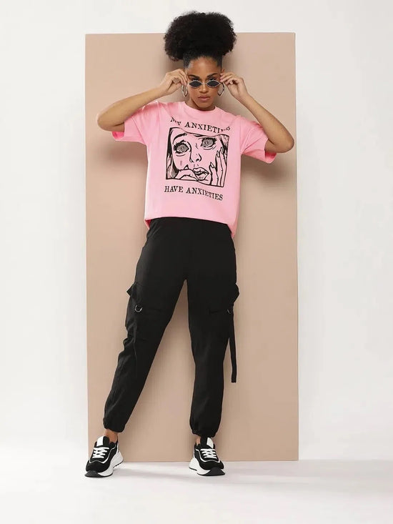 Difference of Opinion Pink Graphic Oversized T-Shirt-DOWMN300PINK-XS