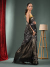 Black Blended Silk Handwoven Saree With Woven Zari Border-MA50BSL34830117