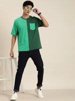 Dillinger Green Colourblocked Oversized T-Shirt