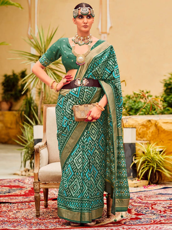 Saree Mall Women's Tussar  Sea Green Printed Designer Saree With Blouse Piece-SITARMN2001