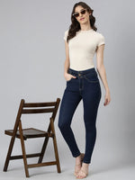 Women Navy Blue Solid Skinny Fit Denim Jeans-LT-22874-Navyblue