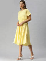 Women Yellow Striped A-Line Dress-AE-9873-Yellowwhite