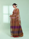 Dark Mustard Cotton Saree With Stripes Design-MA59CT06530001