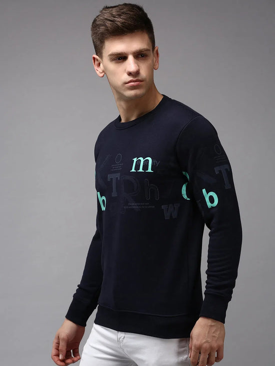 Men Blue Solid Sweatshirt-SCAW-26-Navyblue