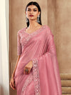 Saree Mall Women's Satin  Pink Embellished Designer Saree With Blouse Piece-SRVATN7909