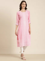 Women Pink Embellished Straight Kurta-SKC-1243-Pink