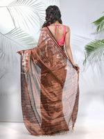 Copper Polka Dots Tissue Saree With Stripes Pallu-MA56TIS33830028