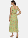 Floral Green Tie-up Detailed Maxi Dress-17351