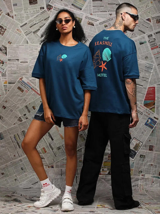 Dillinger Blue Graphic Oversized Drop shoulder T-shirt