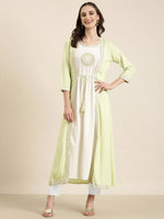 Women Off White Solid Anarkali Kurta-GW-4082-Offwhite