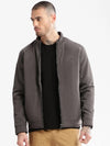 Men Mock Collar Grey Solid Bomber Jacket-ZD-3202-Grey