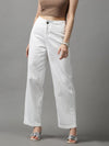 Women's White Solid Straight Fit Denim Jeans-IM-10035-White