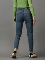 Women's Blue Solid Slim Fit Denim Jeans-GZ-5174-3-Blue