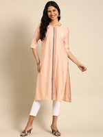 Women's Peach Printed Straight Kurta-ARE-1902-Peach