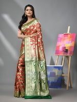 Red Silk Banarasi Saree With Zari Woven Floral And Paisley Designs-MA52BSL441050048