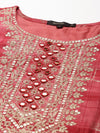 Women's Coral Embellished Straight Kurta-FS-2860-Coral