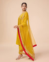 Avanshee Women's Latest Solid Embroidred Cotton Blend Alia Cut Kurta, Pant With Dupatta Set-ES-7540-Mustard