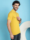 Venitian Men Double Mercerised 3 Pocket Cargo Yellow Polo Neck T-Shirt for Men