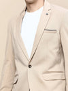 Men Beige Solid Casual Blazers-LBR-5500-Beige