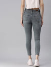 Women's Blue Solid Slim Fit Denim Jeans-GZ-5084-Blue