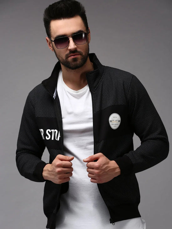 Men Black Printed Sweatshirt-OTSS-20-Black