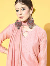 Ahika Women Pink Woven Design Kurta Sharara With Dupatta