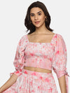 Floral Pink Smocking Crop Top-17320