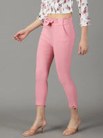 Women's Pink Solid Cigarette Trouser-AL-6272-Pink