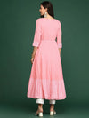 Women's Pink Printed Anarkali Kurta-AT-A-588-Pink