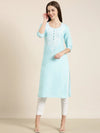 Women Blue Solid Straight Kurta-NJ-3570299-Blue