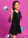 Tales & Stories Girls Black Polyester Regular Fit Sequins Dress