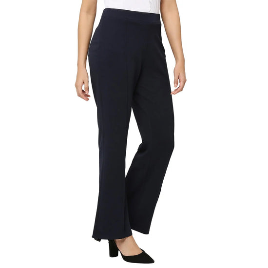 Smarty Pants Women's Ployester Lycra Bell Bottom Navy Blue Formal Trouser-SMPT-904D-S