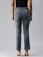 Women's Grey Solid Straight Fit Denim Jeans-SF-15903-3-Grey