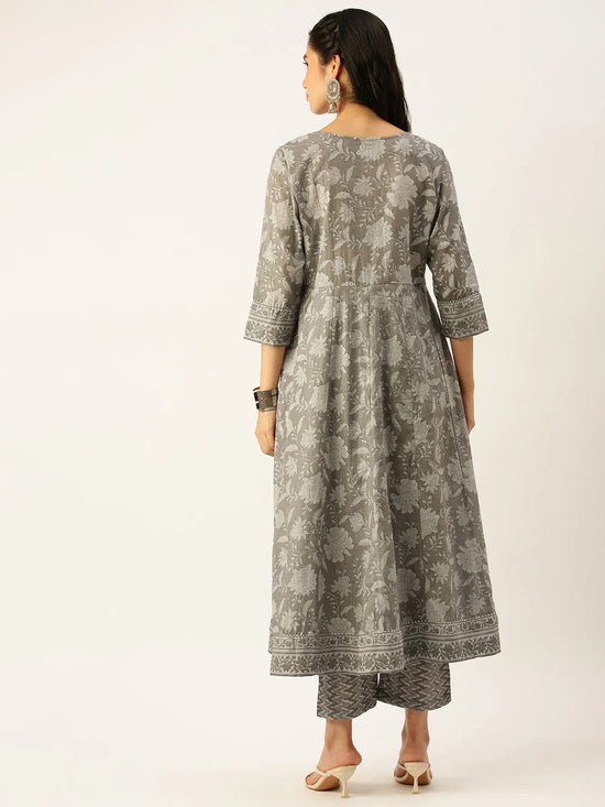 Women's Grey Printed Kurta Sets-RF-1335-Grey