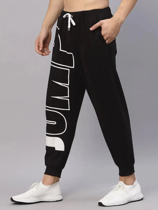 Rigo Black Terry With Jump Placement Printed Jogger